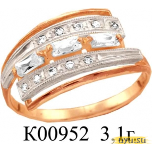 Золотое кольцо 585 пробы с фианитом, К00952