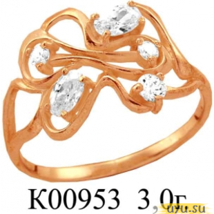 Золотое кольцо 585 пробы с фианитом, К00953