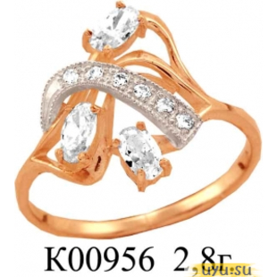 Золотое кольцо 585 пробы с фианитом, К00956