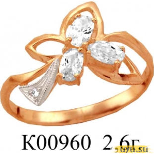 Золотое кольцо 585 пробы с фианитом, К00960