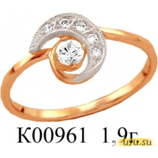 Золотое кольцо 585 пробы с фианитом, К00961