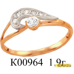 Золотое кольцо 585 пробы с фианитом, К00964