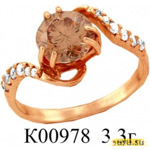 Золотое кольцо 585 пробы с фианитом, К00978