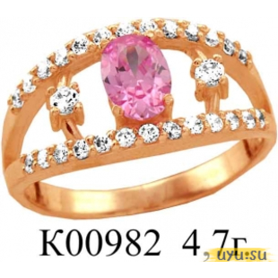 Золотое кольцо 585 пробы с фианитом, К00982