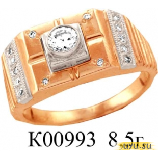 Золотое кольцо 585 пробы с фианитом, К00993