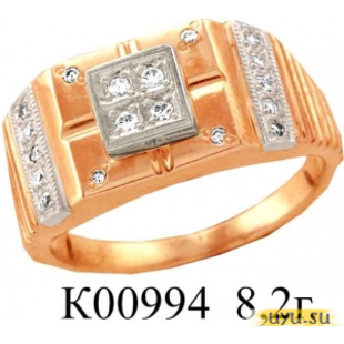 Золотое кольцо 585 пробы с фианитом, К00994