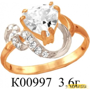Золотое кольцо 585 пробы с фианитом, К00997
