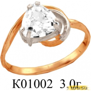 Золотое кольцо 585 пробы с фианитом, К01002