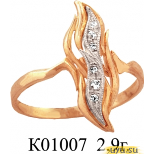 Золотое кольцо 585 пробы с фианитом, К01007