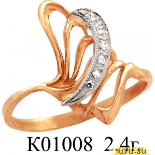 Золотое кольцо 585 пробы с фианитом, К01008