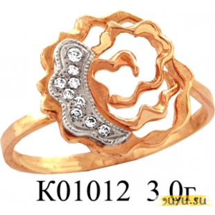 Золотое кольцо 585 пробы с фианитом, К01012