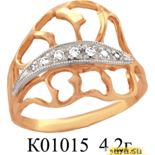 Золотое кольцо 585 пробы с фианитом, К01015