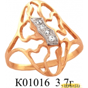 Золотое кольцо 585 пробы с фианитом, К01016