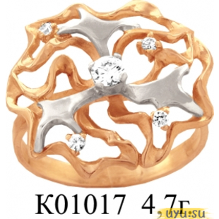 Золотое кольцо 585 пробы с фианитом, К01017