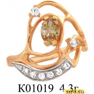 Золотое кольцо 585 пробы с фианитом, К01019