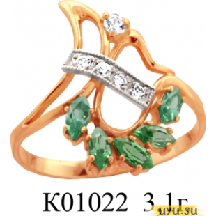 Золотое кольцо 585 пробы с фианитом, К01022
