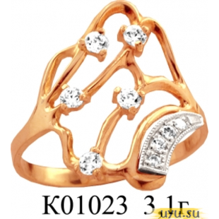 Золотое кольцо 585 пробы с фианитом, К01023