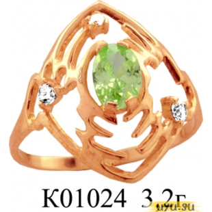 Золотое кольцо 585 пробы с фианитом, К01024
