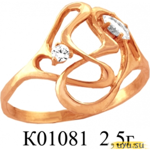 Золотое кольцо 585 пробы с фианитом, К01081