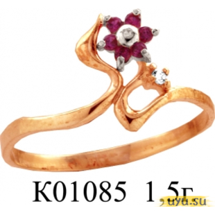 Золотое кольцо 585 пробы с фианитом, К01085