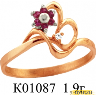 Золотое кольцо 585 пробы с фианитом, К01087