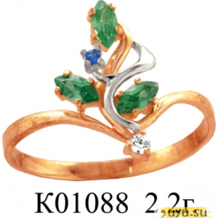 Золотое кольцо 585 пробы с фианитом, К01088