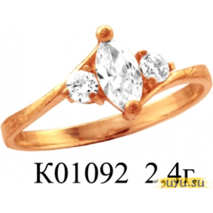 Золотое кольцо 585 пробы с фианитом, К01092