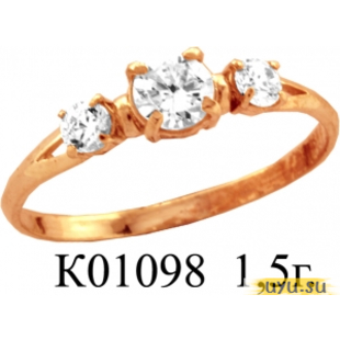 Золотое кольцо 585 пробы с фианитом, К01098