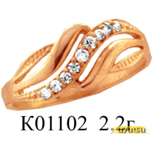 Золотое кольцо 585 пробы с фианитом, К01102