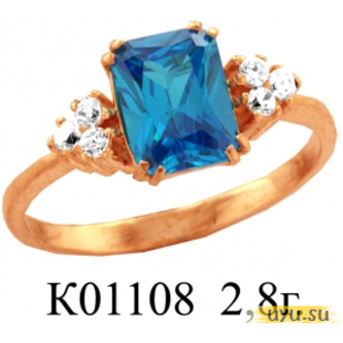 Золотое кольцо 585 пробы с фианитом, К01108