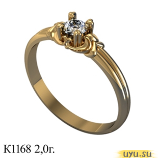 Золотое кольцо 585 пробы с фианитом, К1168