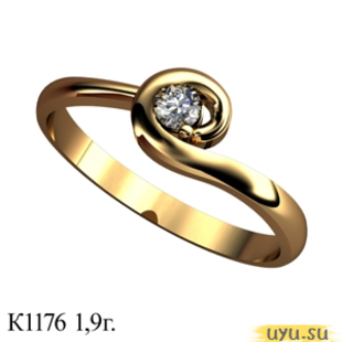 Золотое кольцо 585 пробы с фианитом, К1176