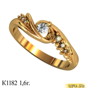 Золотое кольцо 585 пробы с фианитом, К1182