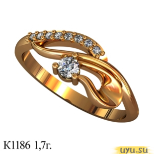Золотое кольцо 585 пробы с фианитом, К1186