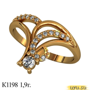 Золотое кольцо 585 пробы с фианитом, К1198