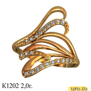 Золотое кольцо 585 пробы с фианитом, К1202