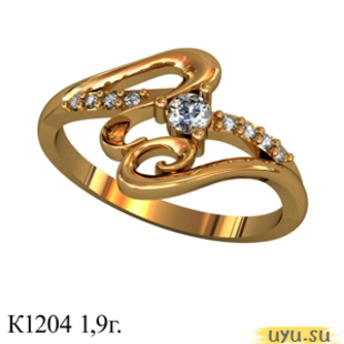 Золотое кольцо 585 пробы с фианитом, К1204