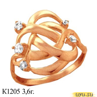 Золотое кольцо 585 пробы с фианитом, К1205