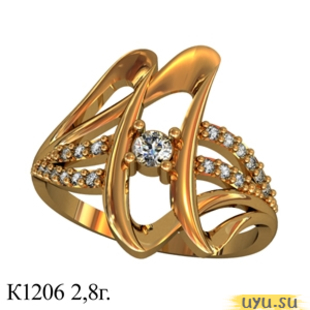 Золотое кольцо 585 пробы с фианитом, К1206