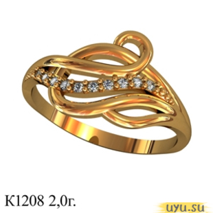 Золотое кольцо 585 пробы с фианитом, К1208