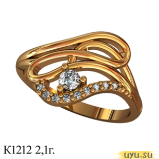 Золотое кольцо 585 пробы с фианитом, К1212