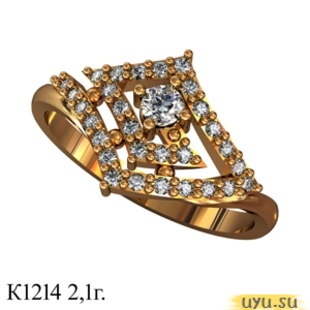 Золотое кольцо 585 пробы с фианитом, К1214