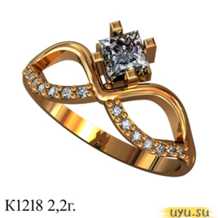 Золотое кольцо 585 пробы с фианитом, К1218