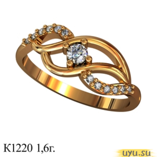 Золотое кольцо 585 пробы с фианитом, К1220
