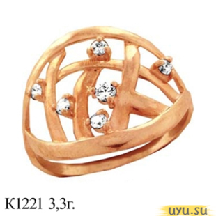 Золотое кольцо 585 пробы с фианитом, К1221