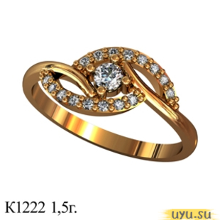Золотое кольцо 585 пробы с фианитом, К1222