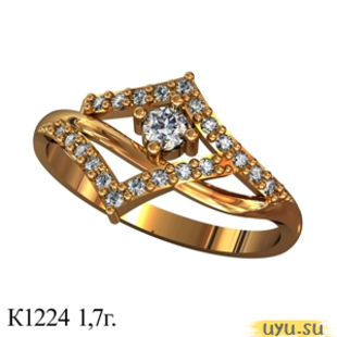 Золотое кольцо 585 пробы с фианитом, К1224