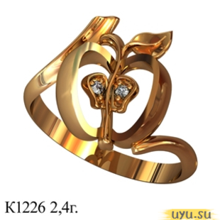 Золотое кольцо 585 пробы с фианитом, К1226