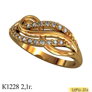 Золотое кольцо 585 пробы с фианитом, К1228