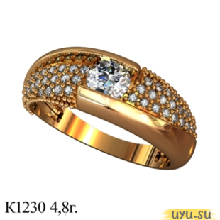 Золотое кольцо 585 пробы с фианитом, К1230